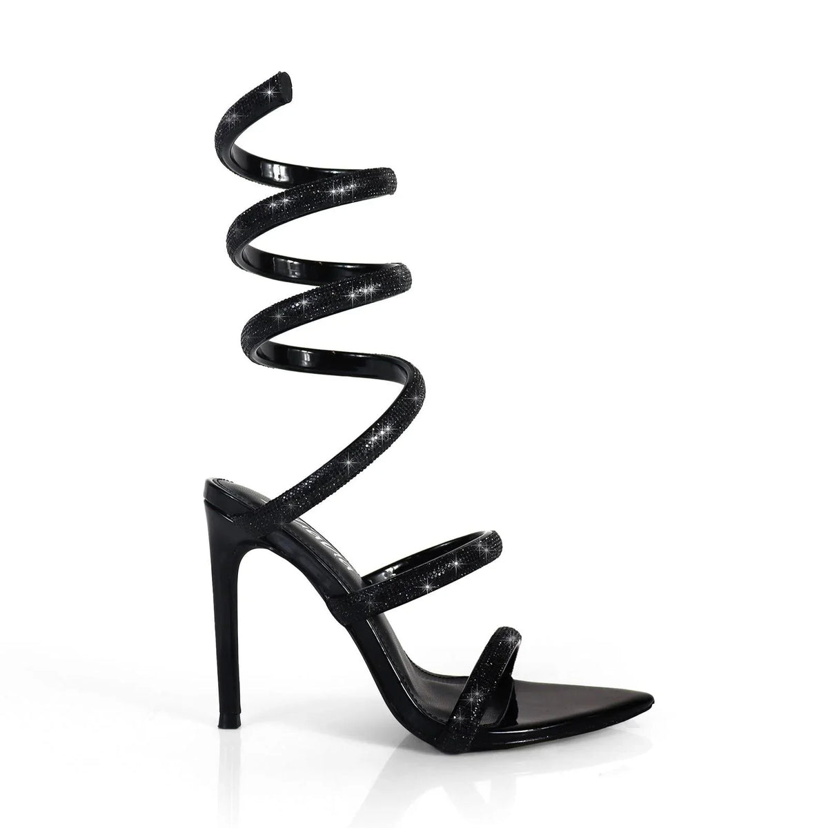 Laurent Rhinestone Spiral Heels Black