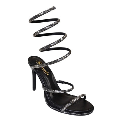 Lexia Luxe Rhinestone Wrap  Heels Black