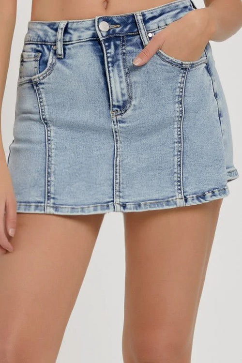 Casual Date Denim Mini Skirt with Stretch Fit