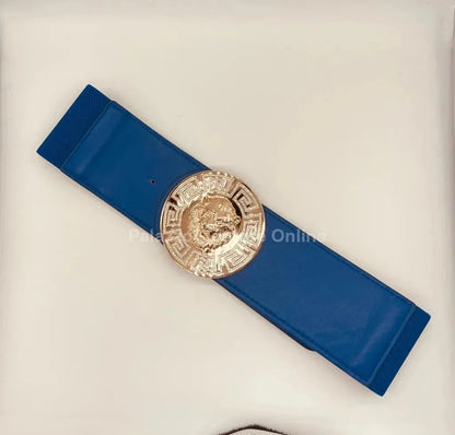 Lion Accent with Rhinestone Buckle Elastic Belt