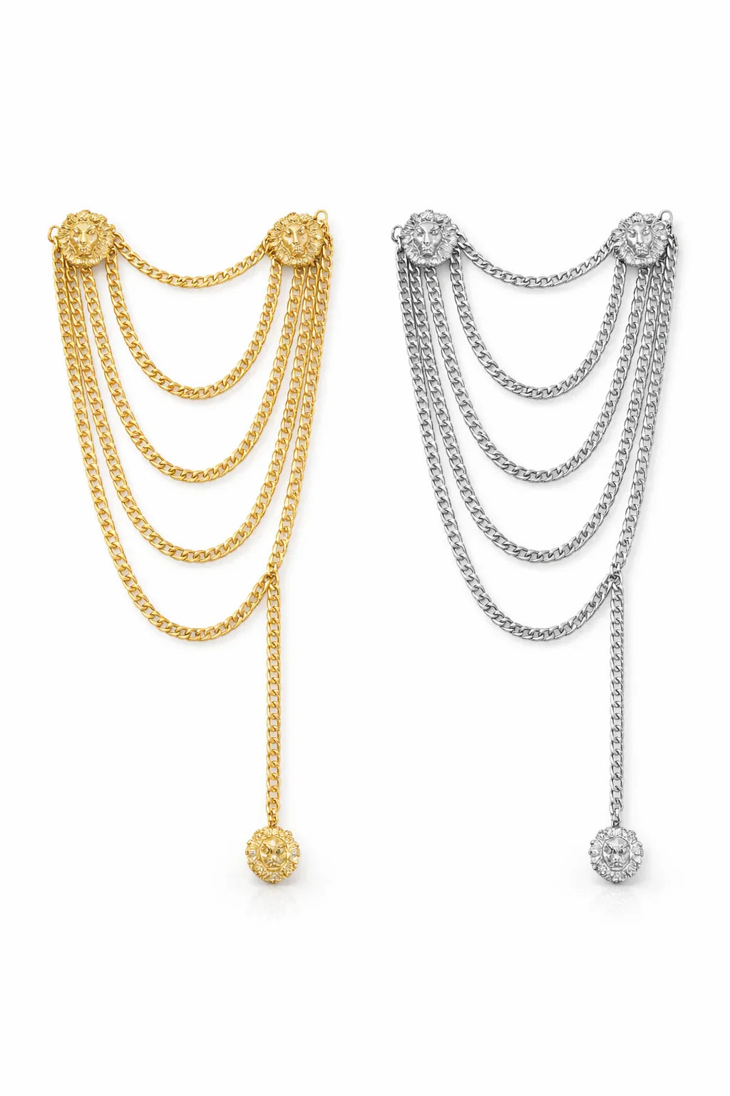 Lioness Chain Belt with Draped Chains and Lion Detail