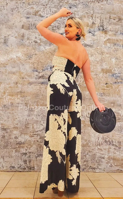 Little Secrets Print Jumpsuit (Black-Ivory