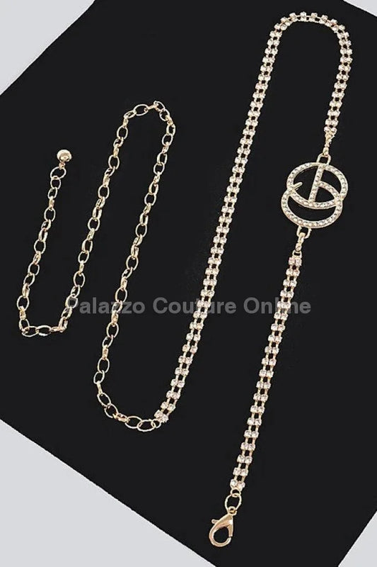 CG Logo Rhinestone Dainty Chain Belt (Gold)