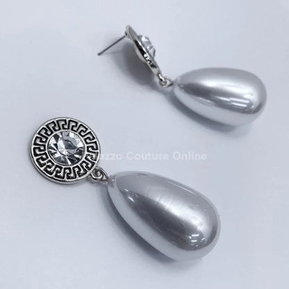 Long Pearl Greek Pattern Earring