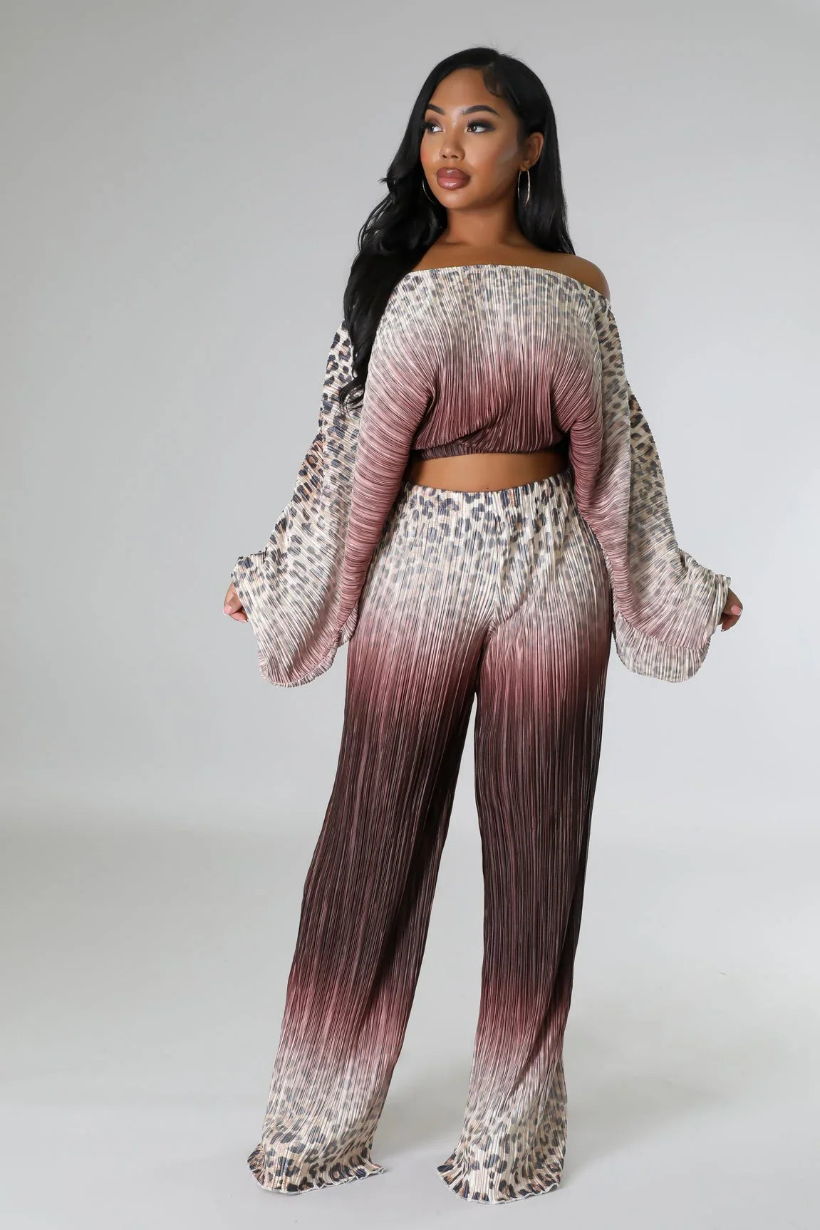 Love You A Latte Ruched Pant Set with One Shoulder Top