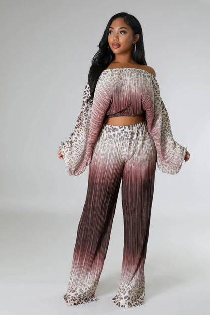 Love You A Latte Ruched Pant Set with One Shoulder Top