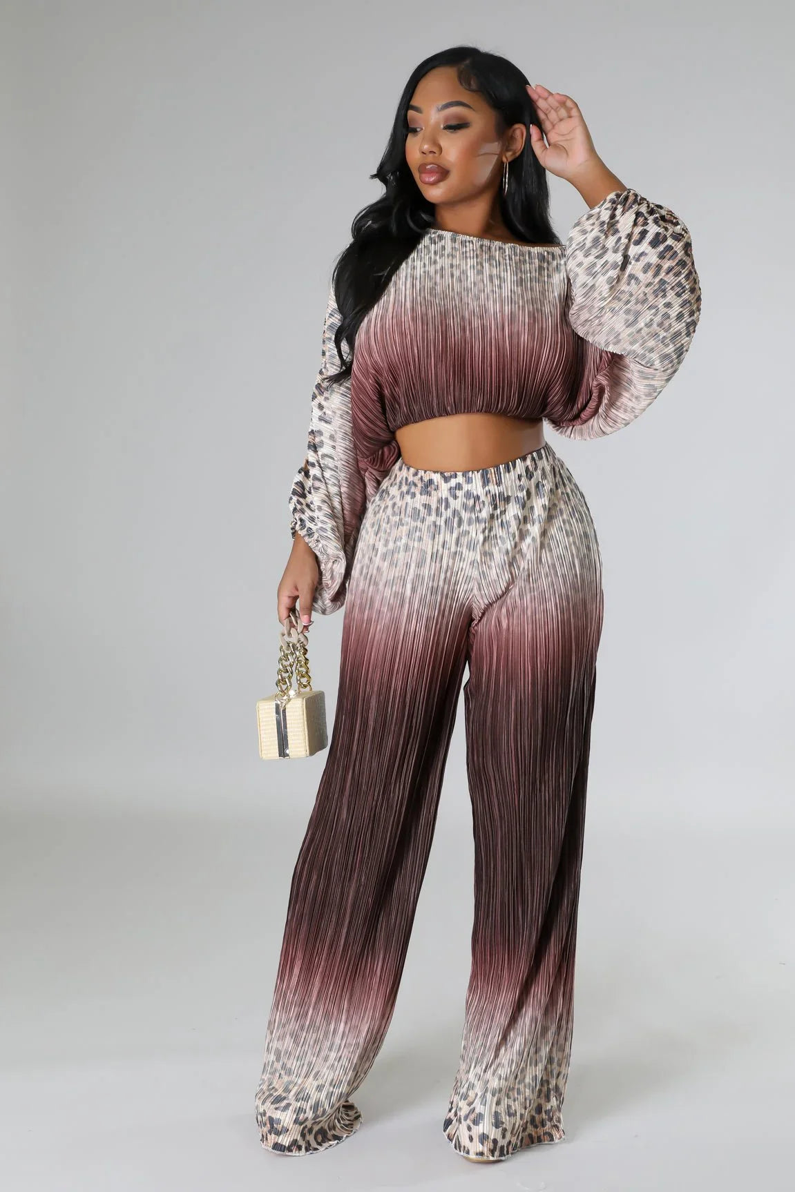 Love You A Latte Ruched Pant Set with One Shoulder Top