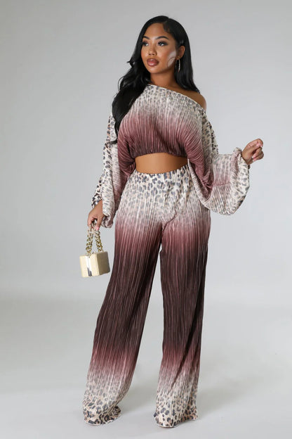 Love You A Latte Ruched Pant Set with One Shoulder Top