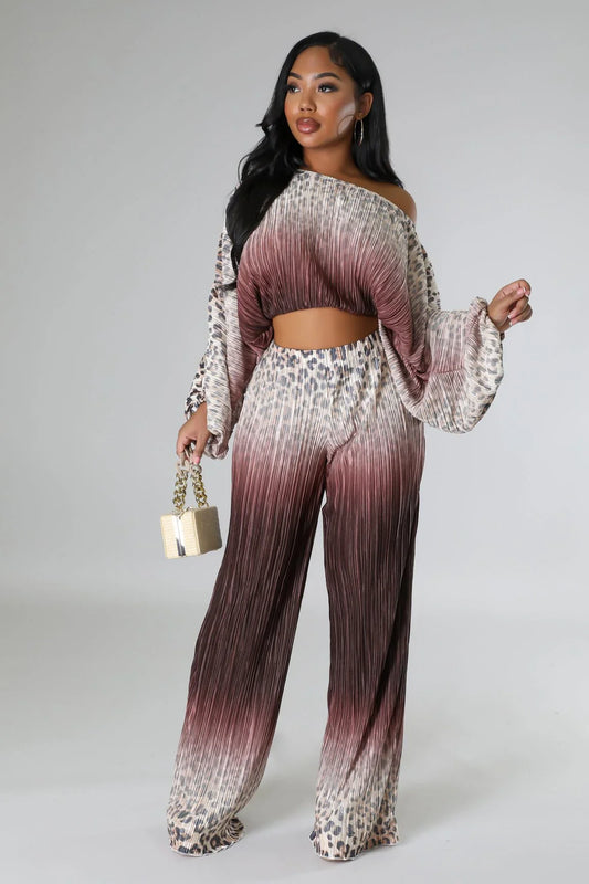 Love You A Latte Ruched Pant Set with One Shoulder Top