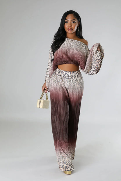 Love You A Latte Ruched Pant Set with One Shoulder Top