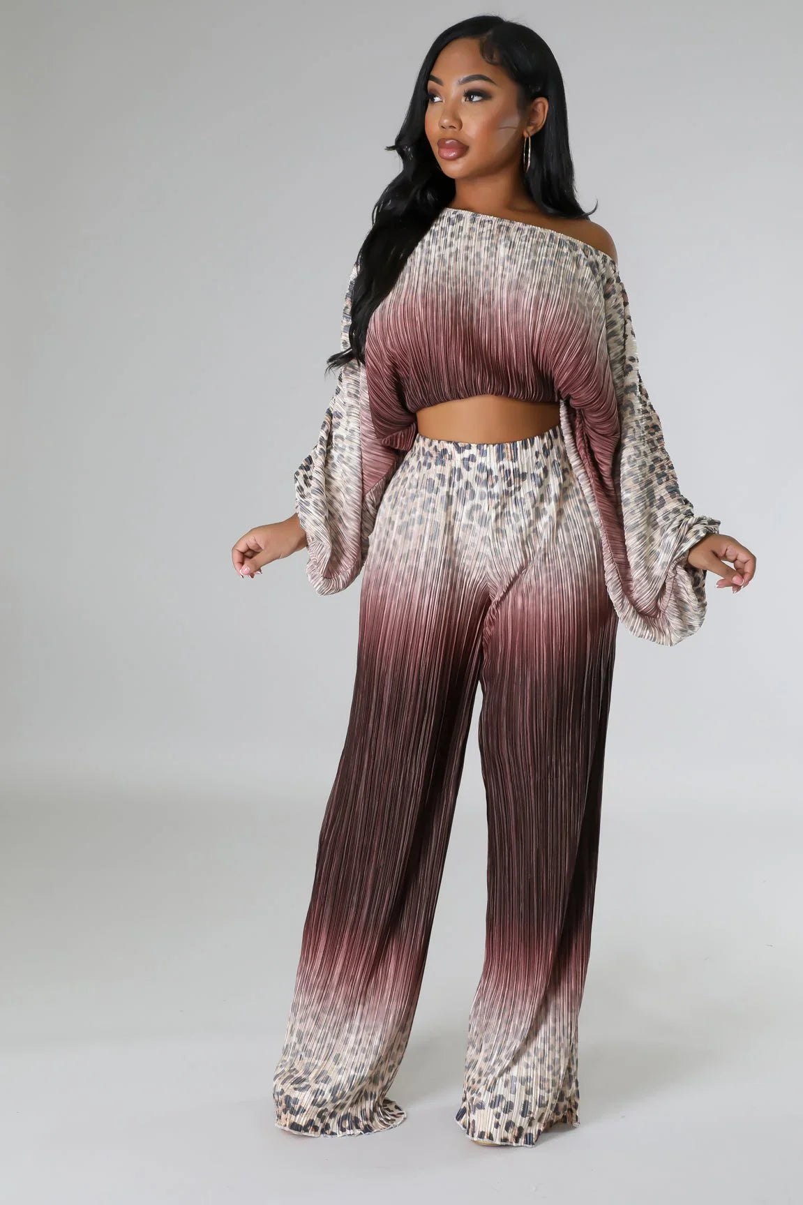 Love You A Latte Ruched Pant Set with One Shoulder Top