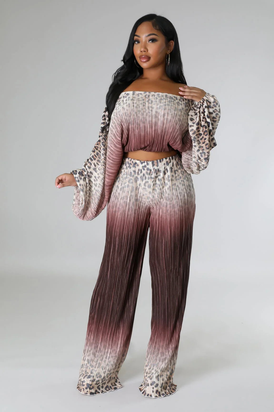 Love You A Latte Ruched Pant Set with One Shoulder Top