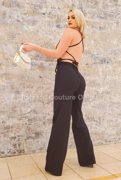 Luby Butterfly Lace Pant Set (Black)