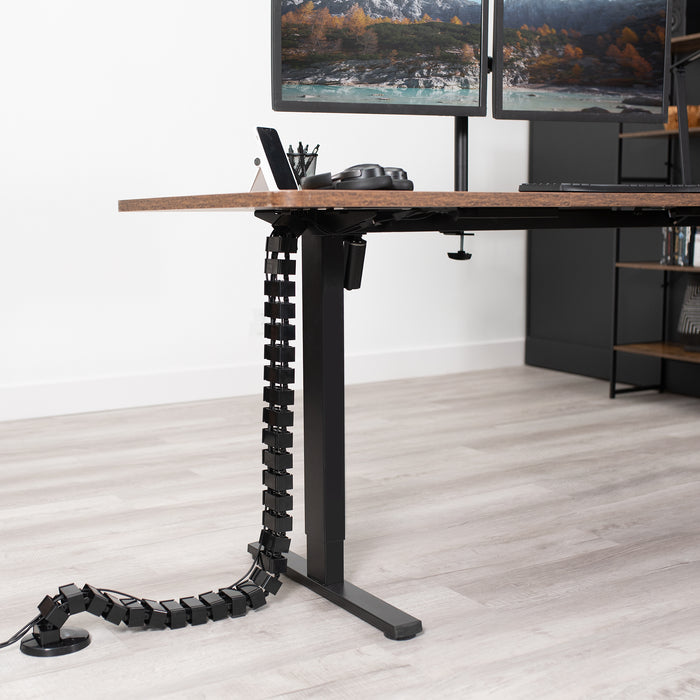 This flexible cable strip provides modern and attractive desk-to-floor cable management for your work area, perfect for height adjustable and standard desks alike.