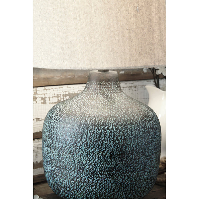 Detail view of Malthace Patina Table Lamp