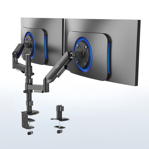 Sturdy adjustable mechanic arm dual monitor ergonomic desk stand for office workstation.