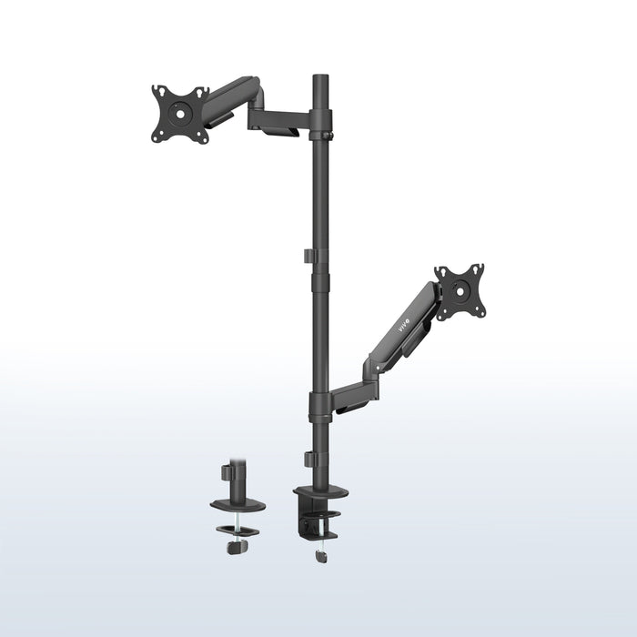 Mechanical Arm Dual 17" to 32" Monitor Extra Tall Desk Mount on desk in home office space