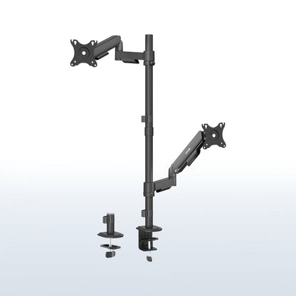 Mechanical Arm Dual 17" to 32" Monitor Extra Tall Desk Mount on desk in home office space