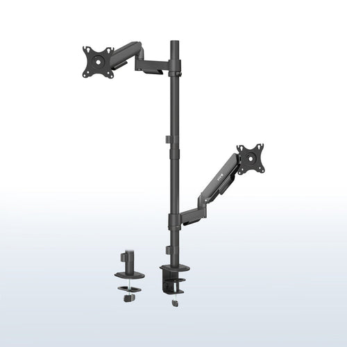 Mechanical Arm Dual 17" to 32" Monitor Extra Tall Desk Mount on desk in home office space