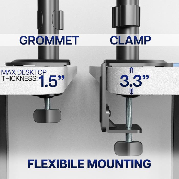 Mechanical Arm Dual 17" to 32" Monitor Extra Tall Desk Mount on desk in home office space