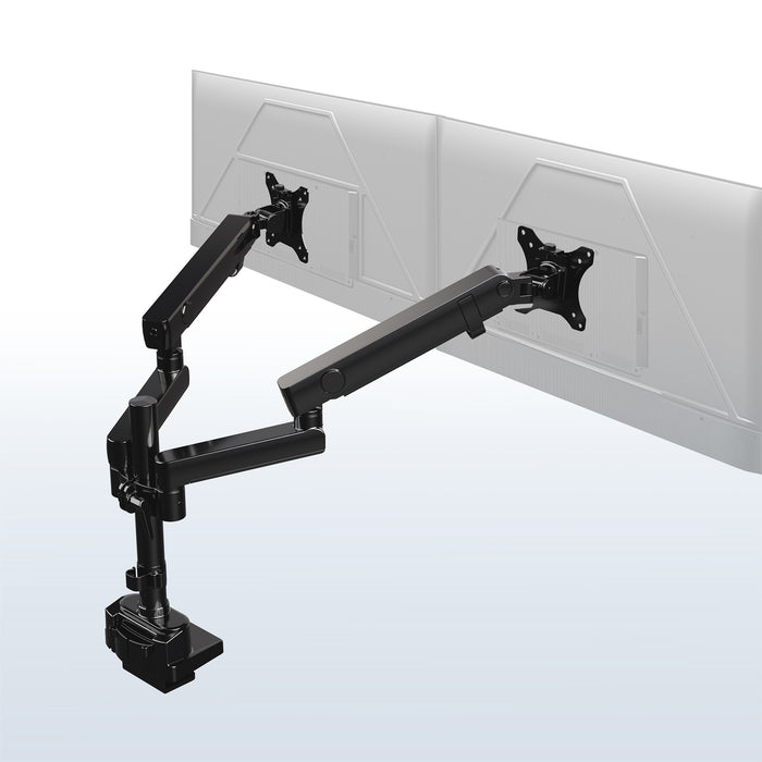Dual Monitor Arms: Provides excellent support for two monitor screens with a built-in elbow spring gauge for seamless adjustment