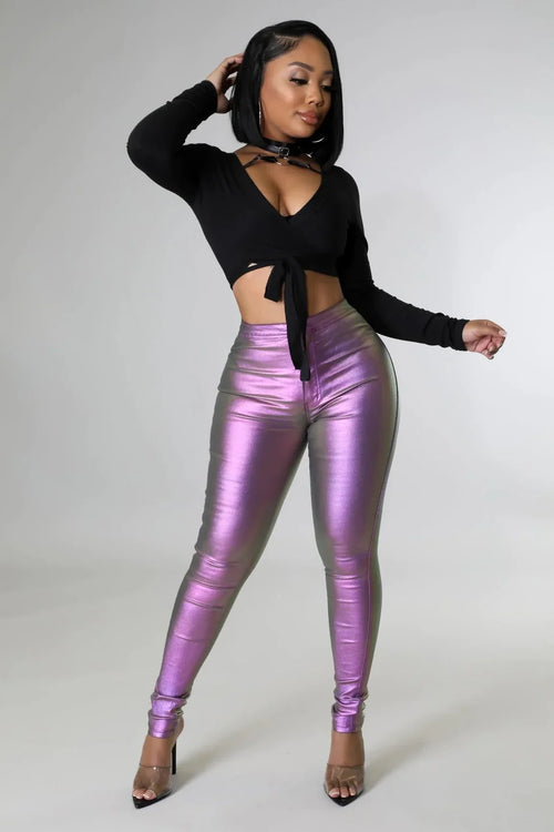 Expensive Views Anny Metallic Purple Pants