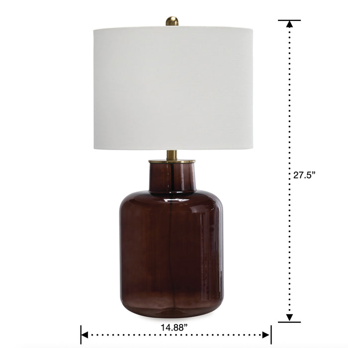Detail image of Mette BrownTable Lamp with overlay of product dimensions