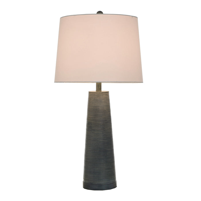 Front left view of Michel Washed Denim Table Lamp