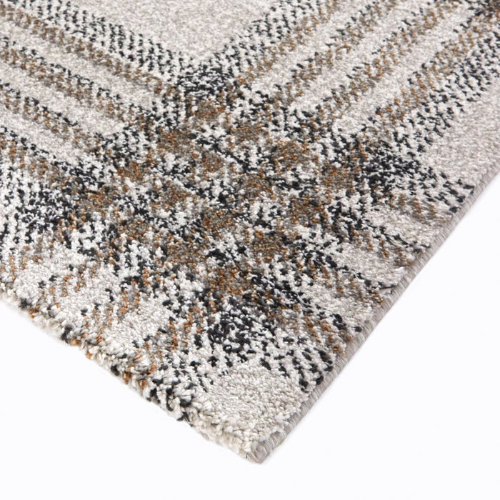 Front right view of Monte Brown 5x8 Plaid Area Rug