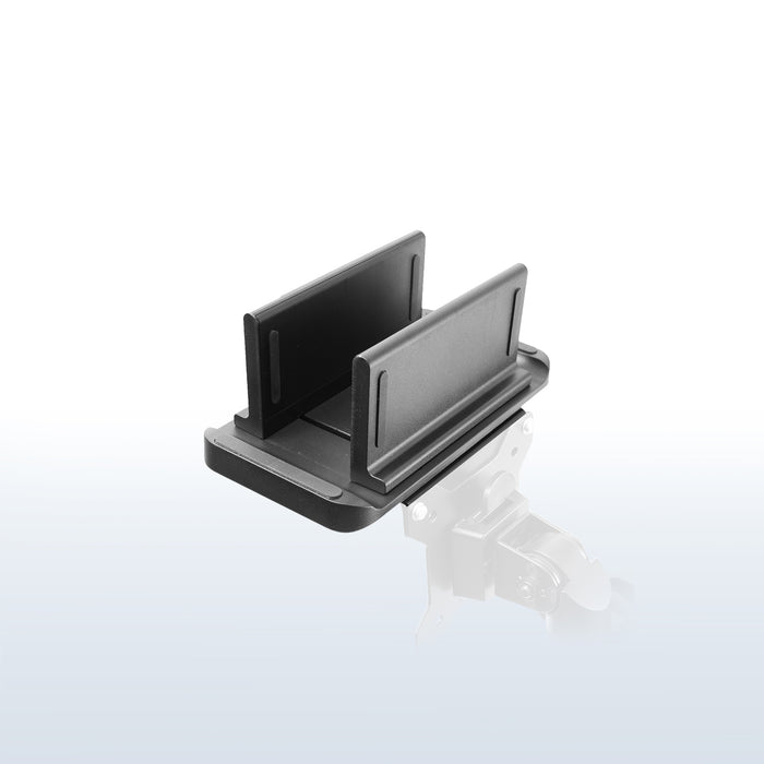 Multifunctional adjustable thin client mini PC mount can be installed on the back of a freestanding monitor, in between a monitor and VESA mount arm, or used as a freestanding holder on your desk.