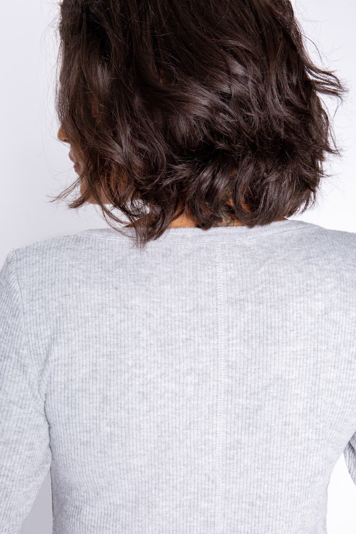 Textured Essentials Heather Grey Long Sleeve Top