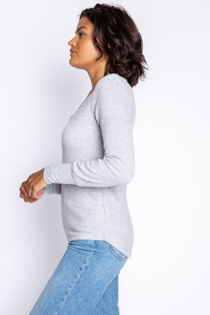 Textured Essentials Heather Grey Long Sleeve Top