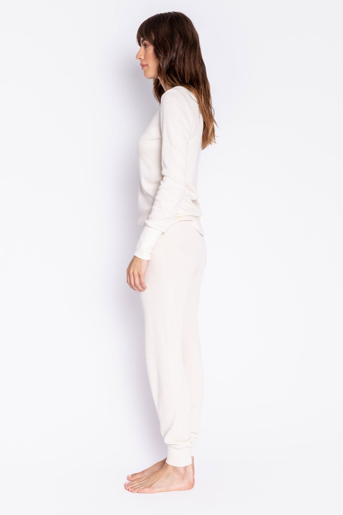 Textured Essentials Stone Henley Top Lounge Set