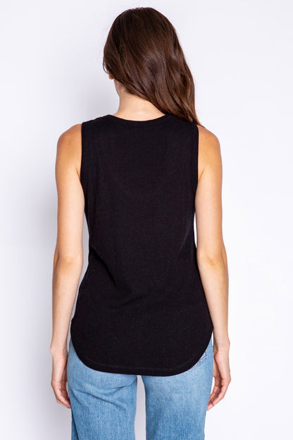 Textured Essentials Black Tank Top