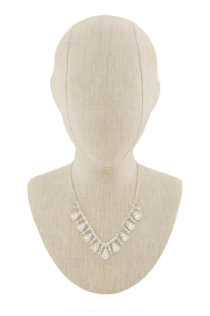 2 PCS Rhinestone Teardrop Linked Earring Necklace Set
