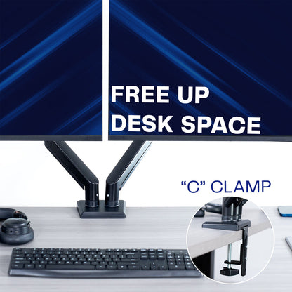 Heavy Duty Pneumatic Arm White Dual Monitor Desk Mount
