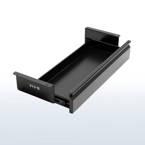 Extra Wide Under Desk Drawer provides a storage option for both standing and fixed height desks, creating a clean, non-cluttered workspace.