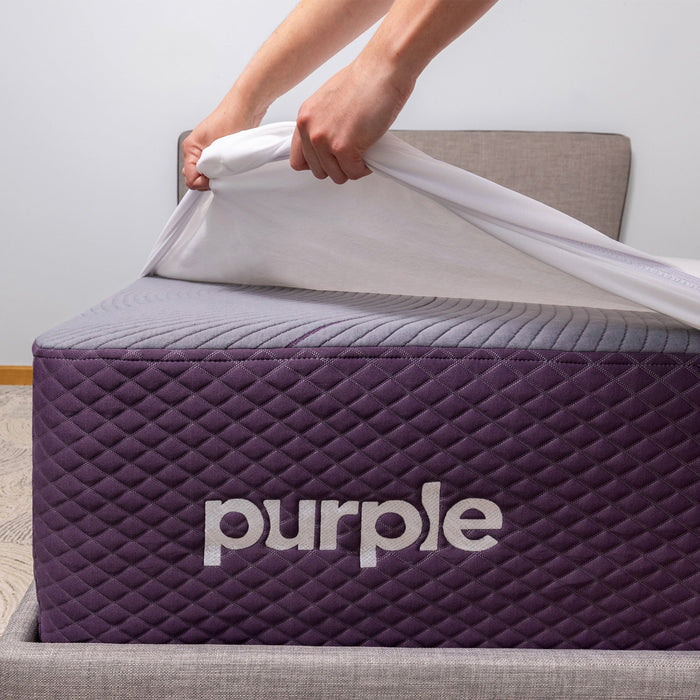 Front right view of Purple Deep Pocket Twin XL Mattress Protector