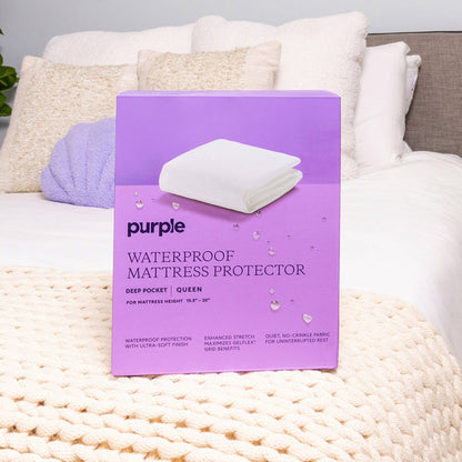 A room setting featuring Purple Deep Pocket Twin XL Mattress Protector