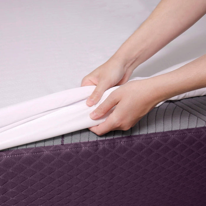 Side view of Purple Deep Pocket Twin XL Mattress Protector
