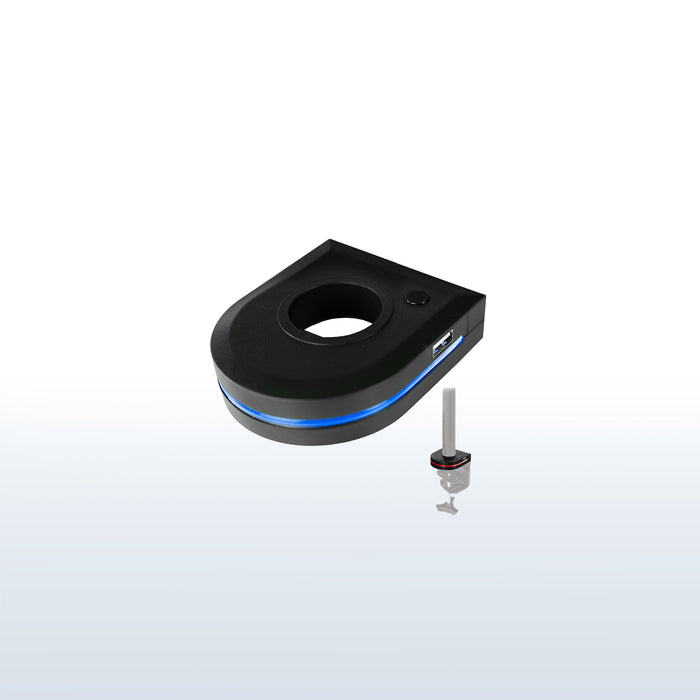 Vibrant RGB motion lighting for desktops and monitor mounts.