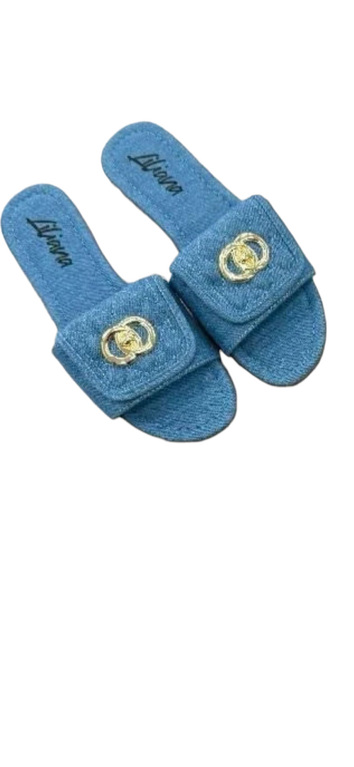Kendry Charm Slip-On Sandals Denim