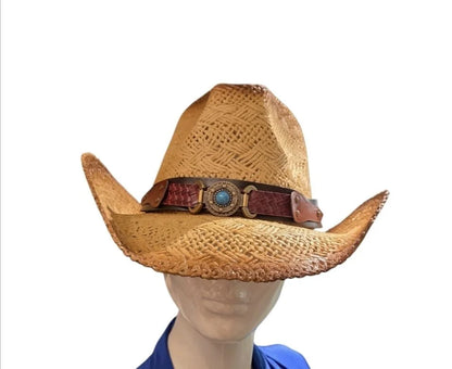 Desert Trail Straw Cowboy Hat with Turquoise Detail