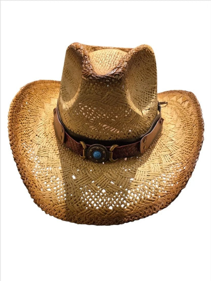 Desert Trail Straw Cowboy Hat with Turquoise Detail