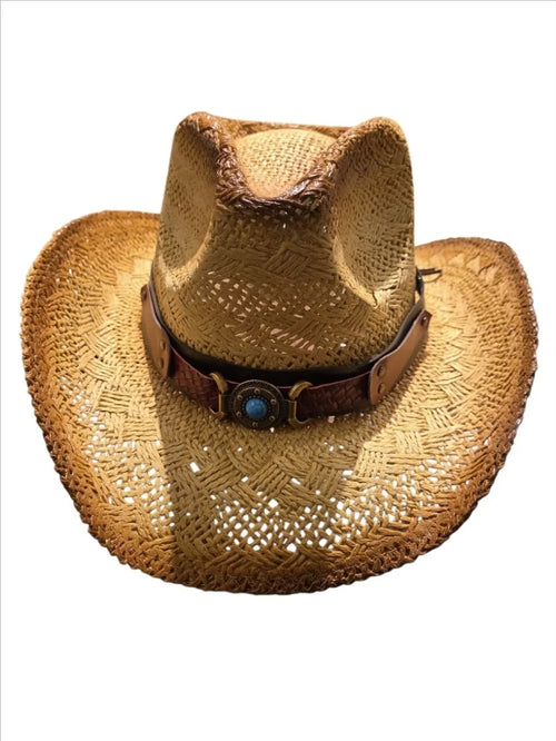 Desert Trail Straw Cowboy Hat with Turquoise Detail