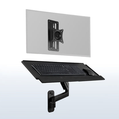 Single Monitor Wall Mount + Keyboard Tray Wall Mount - 17" to 32" Screens