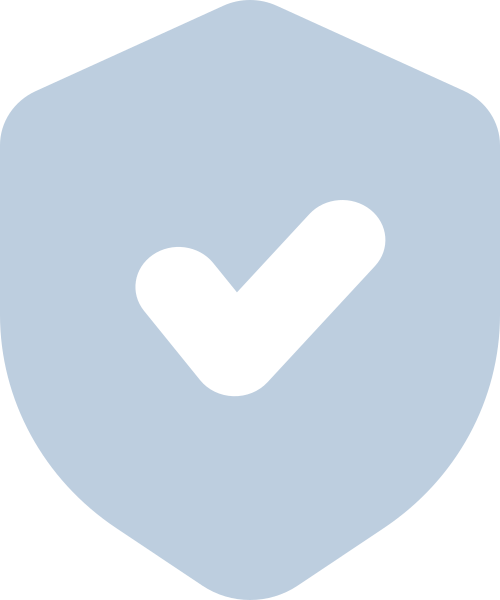 A graphical representation of a protection symbol, depicting a shield with a check mark in a light blue color.