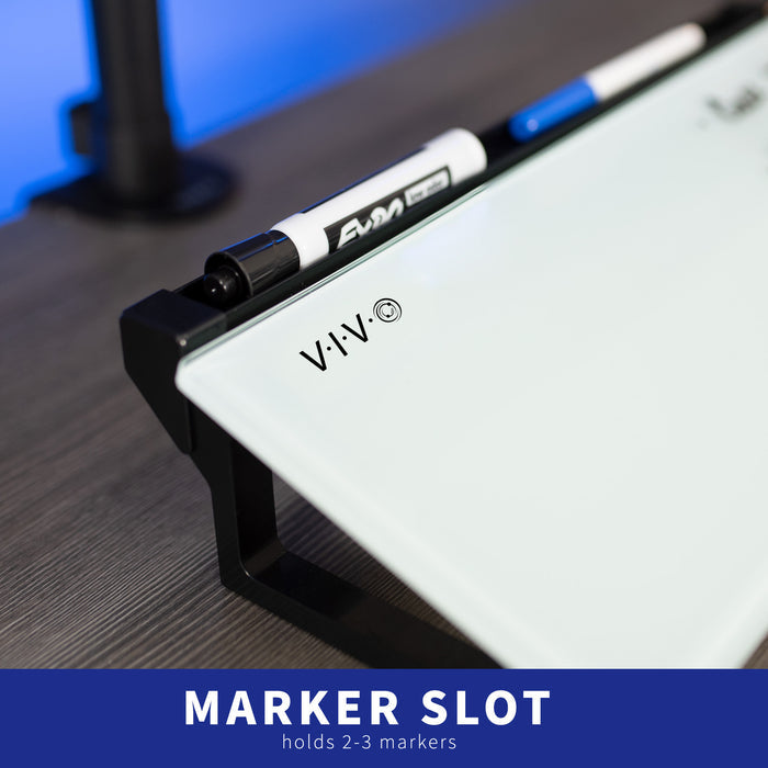 Glass 16in x 7in Desktop Whiteboard with Steel Frame