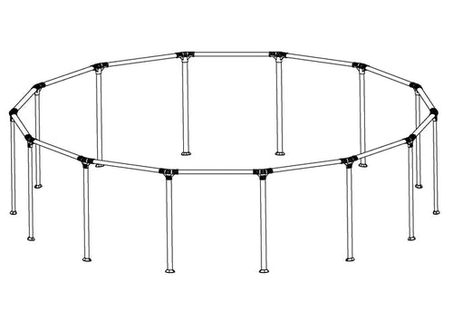 Steel Pro MAX 14' x 33", 14' x 42" & 14' x 48" Above Ground Round Pool Frame Set Replacement, Gray (Footings and T-Connectors)