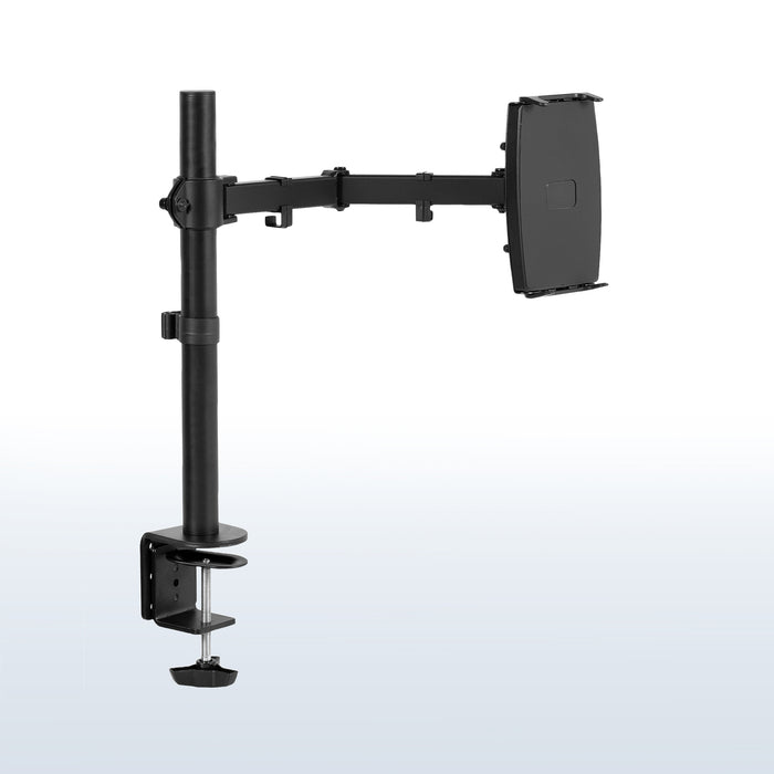 Articulating height adjustable tablet holder desk mount.